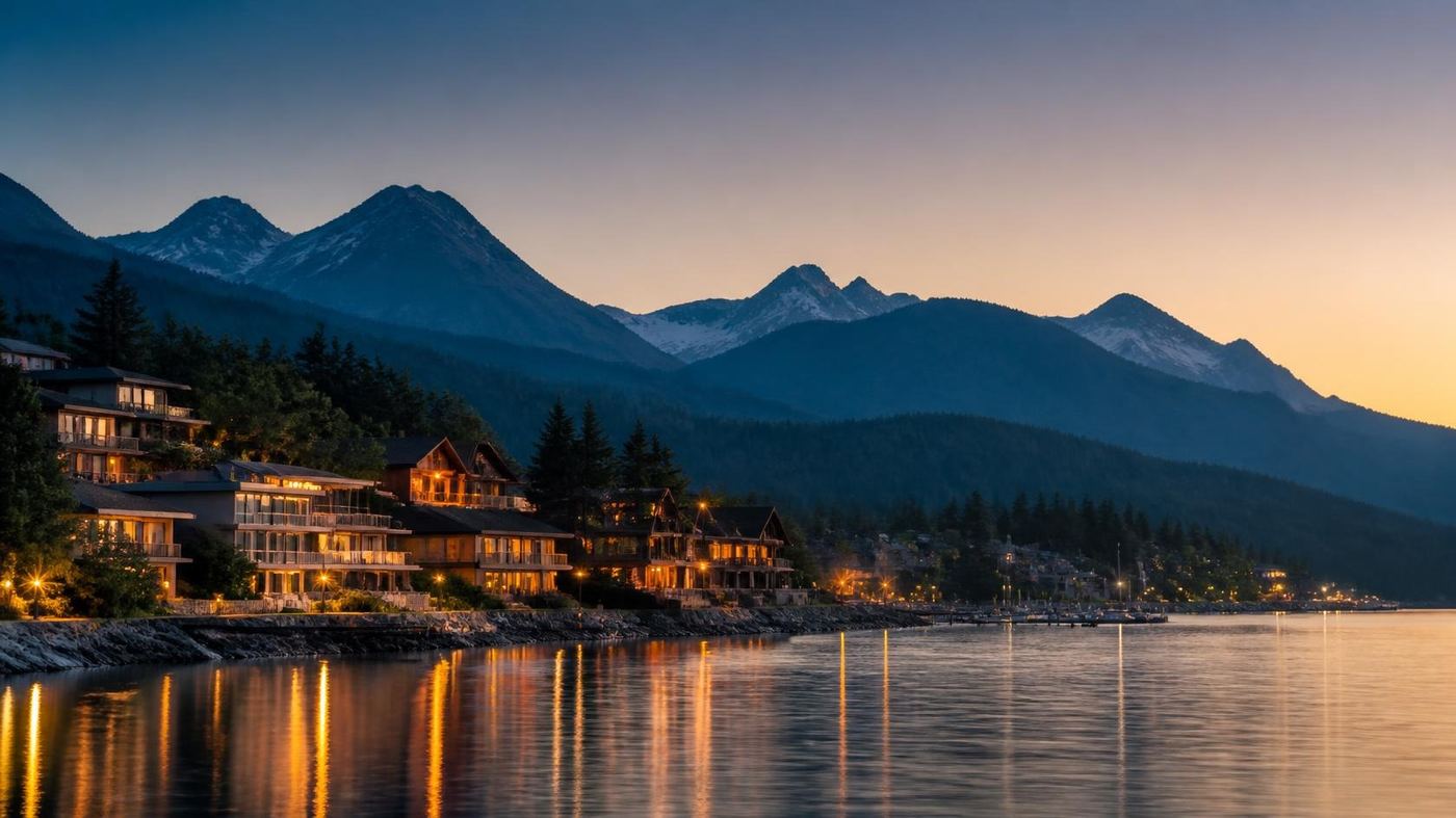 A lake and mountain landmark